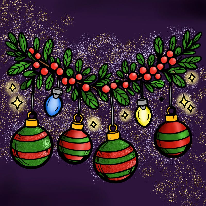 christmas garland with big bulbs