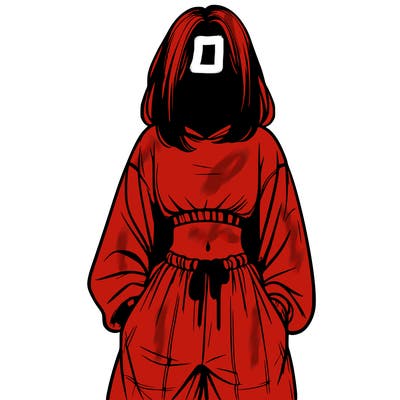 realistic girl faceless with baggy pants and a crop top