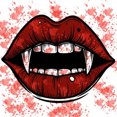 lips with vampire teeth