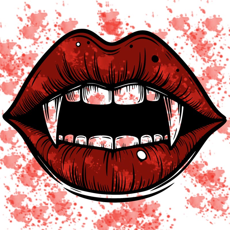 lips with vampire teeth