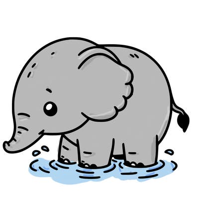 elephant from the side bathing