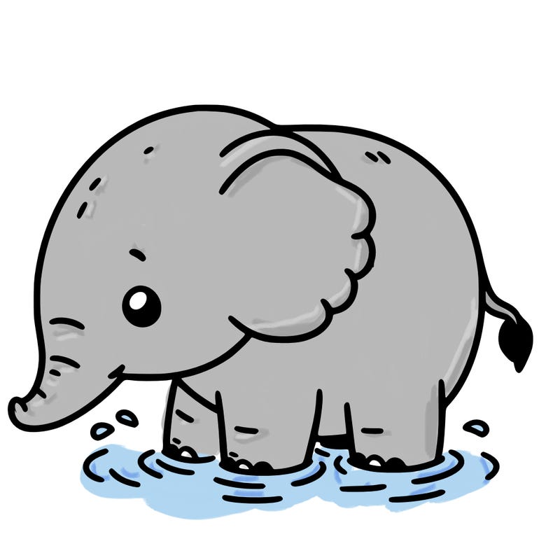 elephant from the side bathing