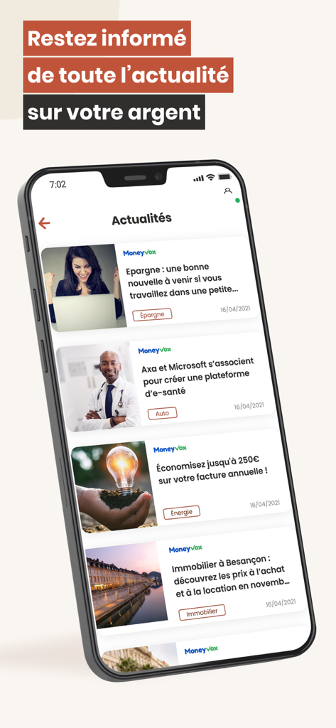 Meilleurtaux – Expert finances - Meilleurtaux mobile app news feed showing financial articles and expert analysis