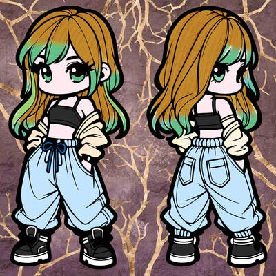 girl in crop top and baggy pants