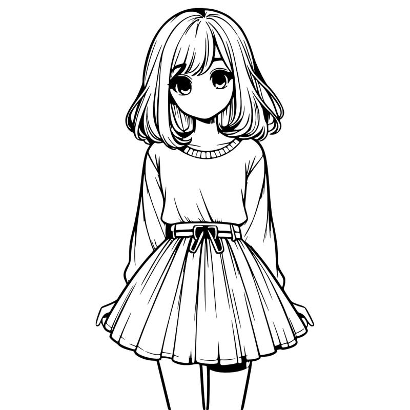 realistic girl with a skirt on