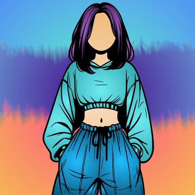 realistic girl faceless with baggy pants and a crop top