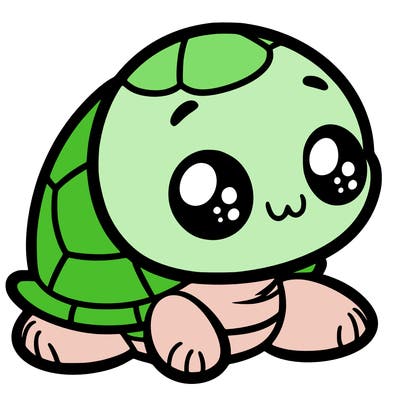cute little animated turtle