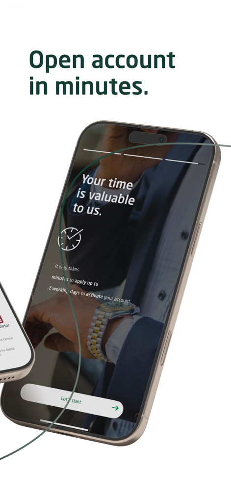 DIB alt mobile banking app interface for opening a new account quickly