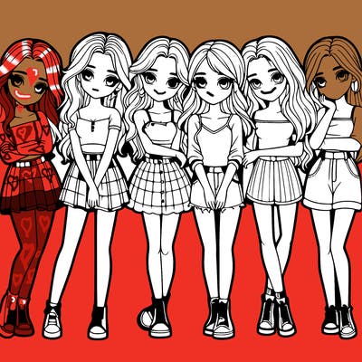 a group of girls realistic