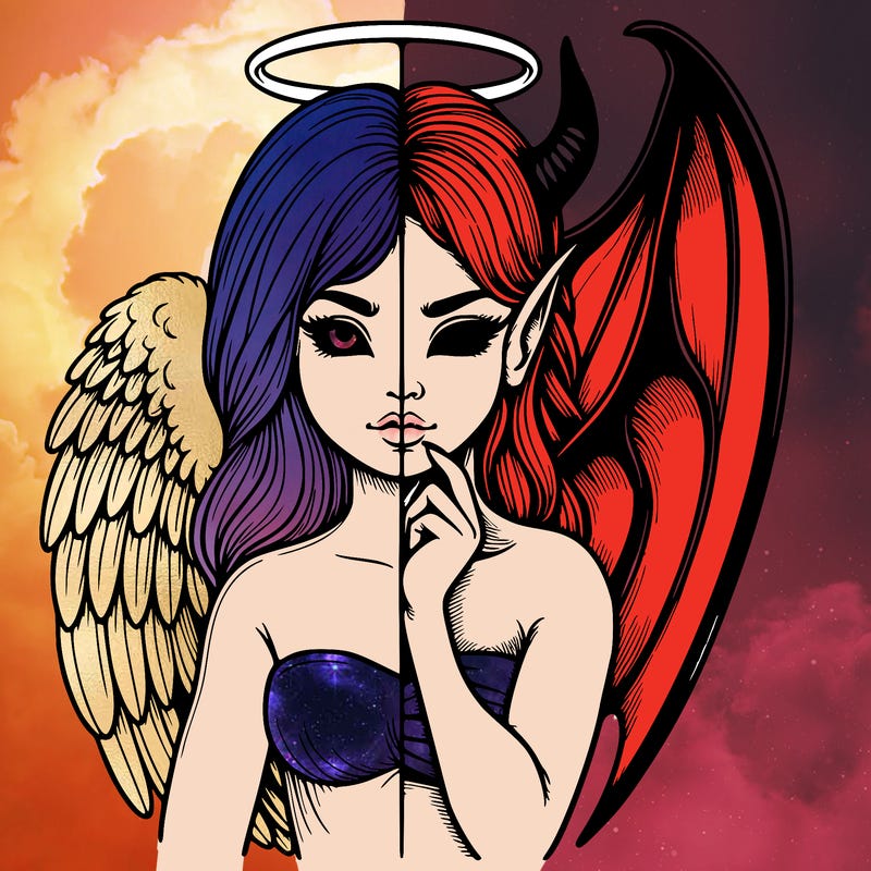 realistic angel half demon