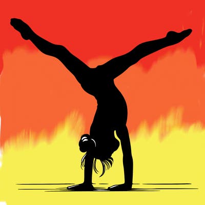realistic gymnastic hand stand girl in four splits