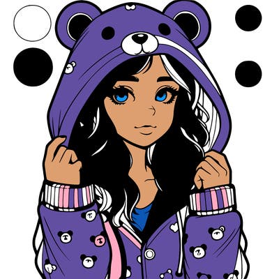 realistic girl in a animal pjs hoodie