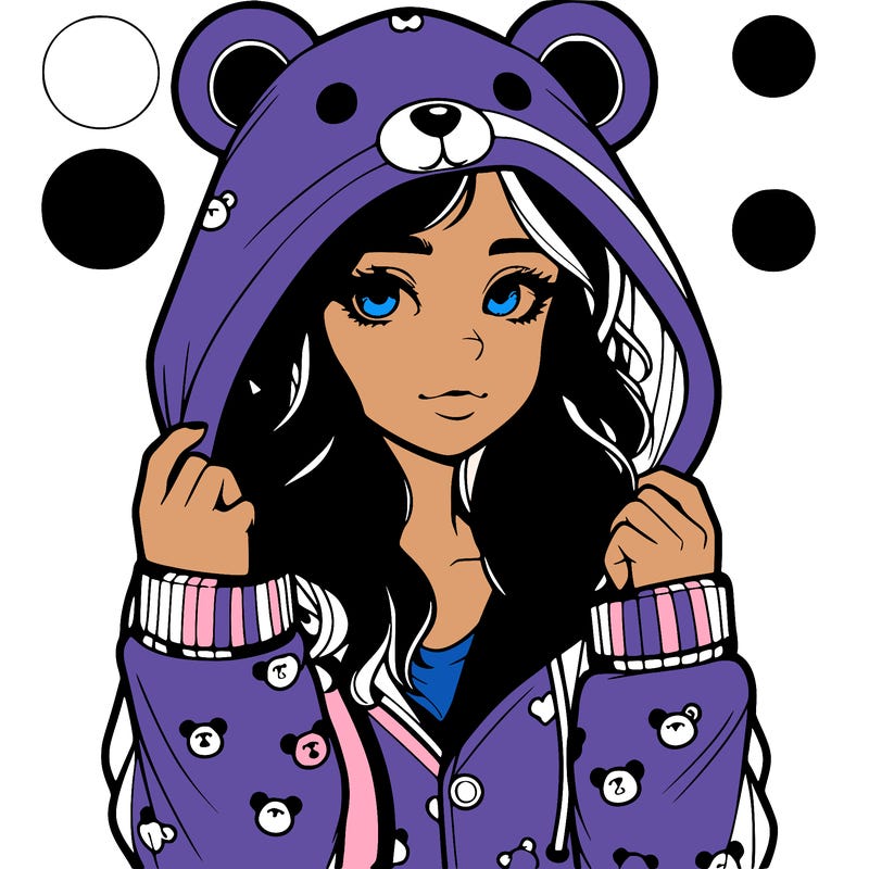 realistic girl in a animal pjs hoodie