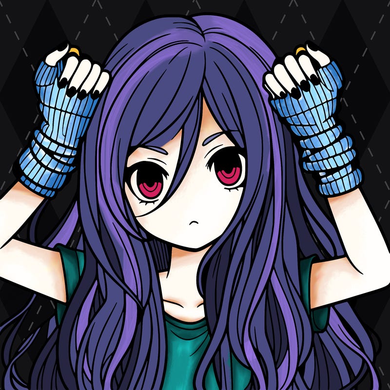 long haired girl with fingerless gloves