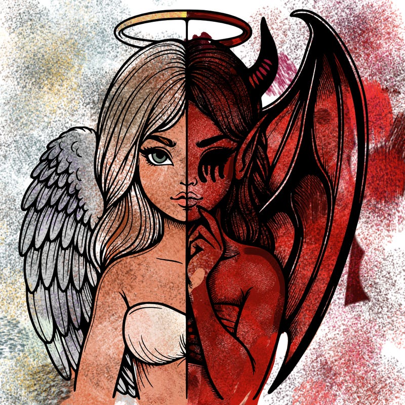 realistic angel half demon