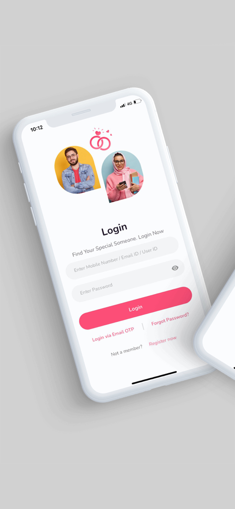 FreeNikah - Muslim Matrimony - Login screen of the FreeNikah Muslim Matrimony app featuring fields for user credentials