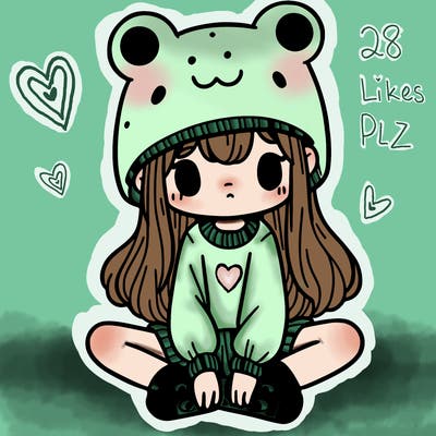 a girl wearing a frog hat and some frog socks