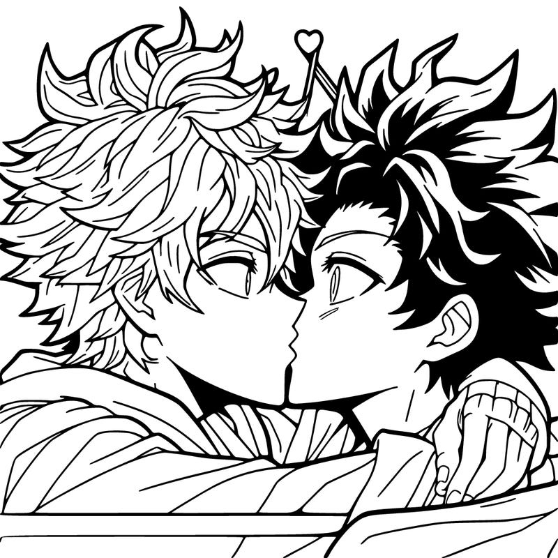 bakudeku bakugou katsuki e izuku midorya deku che si baciano my hero academia anime