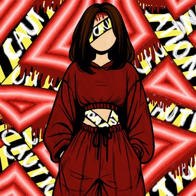 realistic girl faceless with baggy pants and a crop top