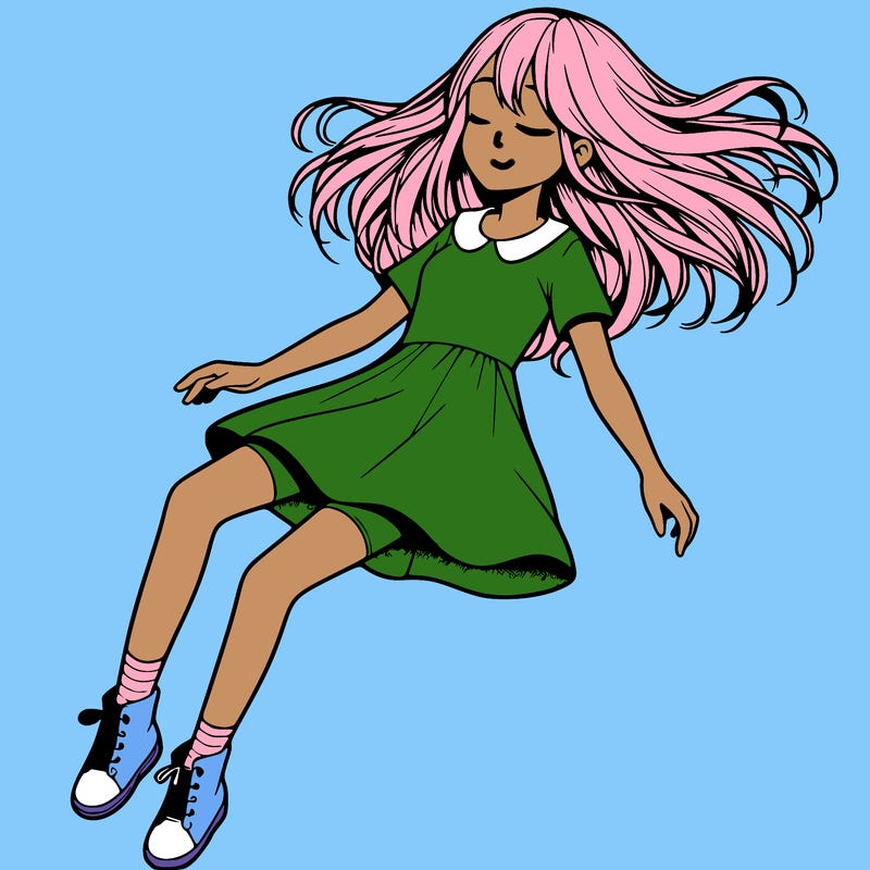 realistic girl floating