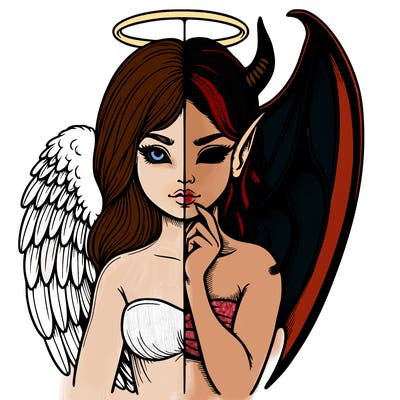 realistic angel half demon
