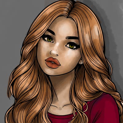 realistic girl with hair on her hair and lips