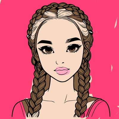 realistic girl with braids