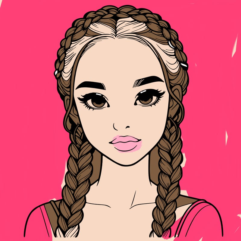 realistic girl with braids