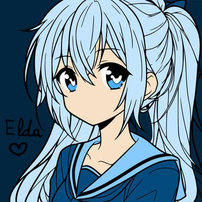anime girl with long hair in ponytail