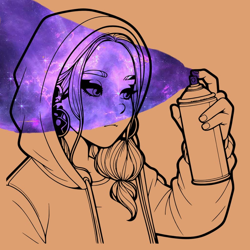 a realistic girl, spray painting