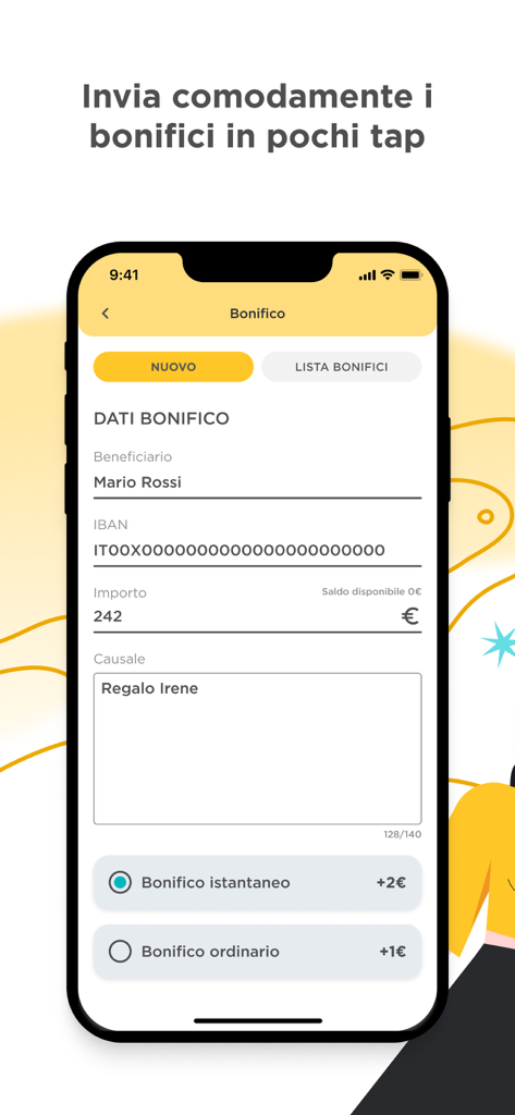 Interfaz de la app Mooney para enviar transferencias bancarias instantáneas y ordinarias desde un smartphone
