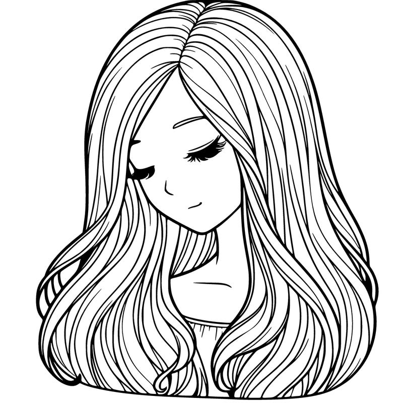 girl with long hair realistic