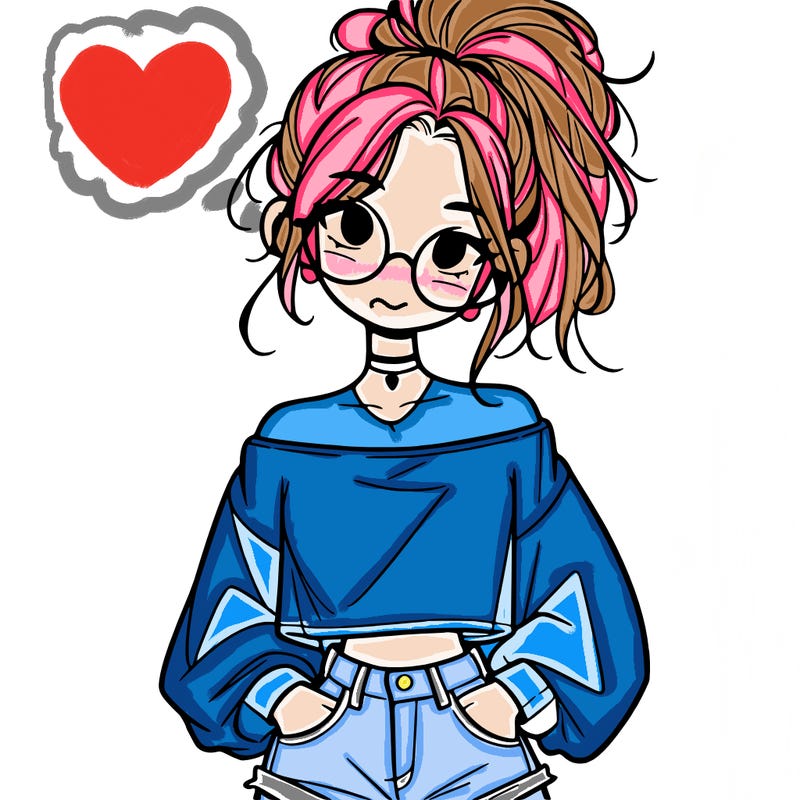 girl with a messy ponytail glasses a baggy crop top and jean shorts