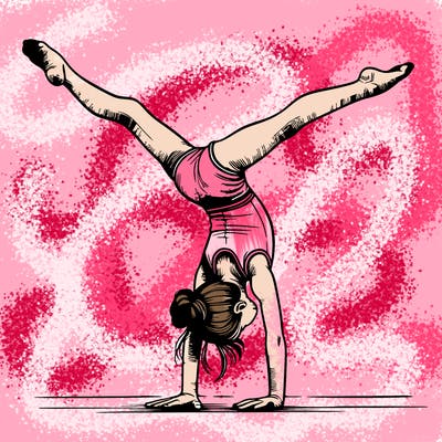 realistic gymnastic hand stand girl in four splits