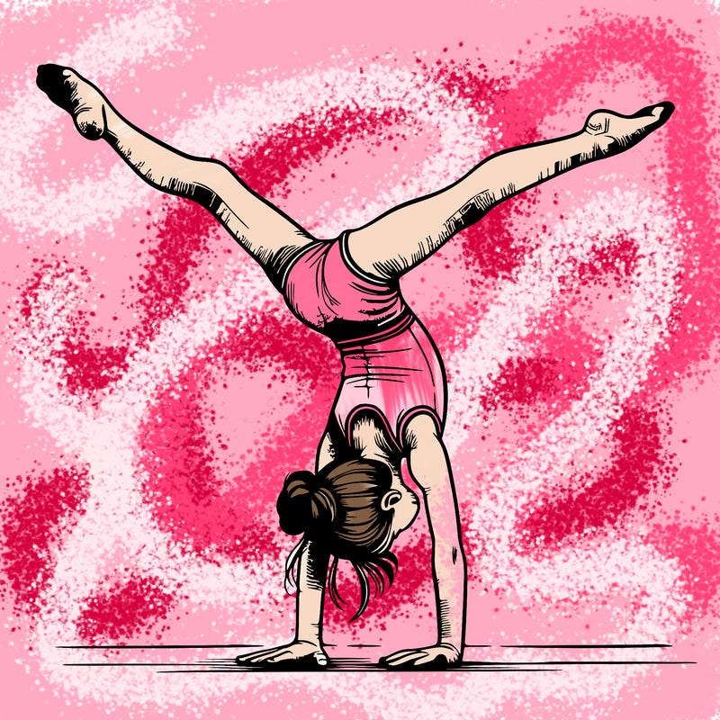 realistic gymnastic hand stand girl in four splits