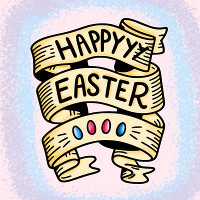 ribbon written happy easter