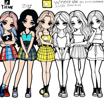 a group of girls realistic