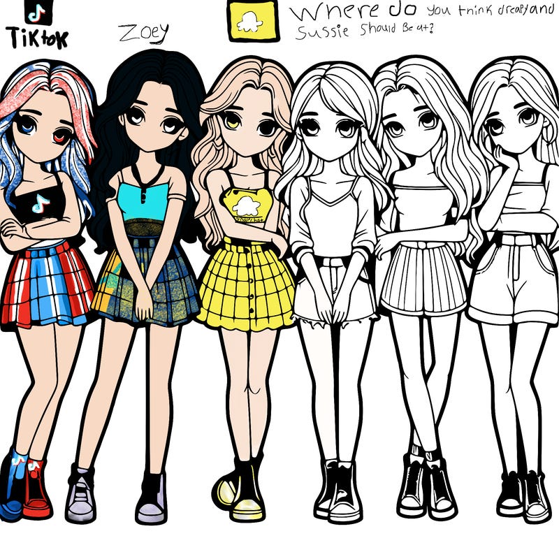 a group of girls realistic