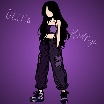 girl in baggy pants crop top and long hair