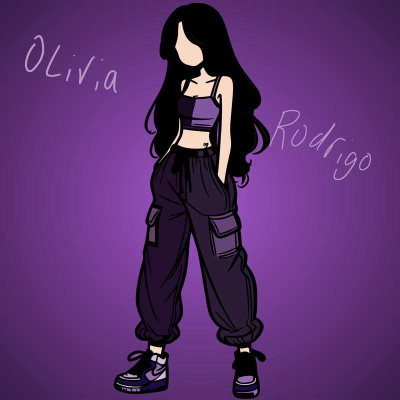 girl in baggy pants crop top and long hair