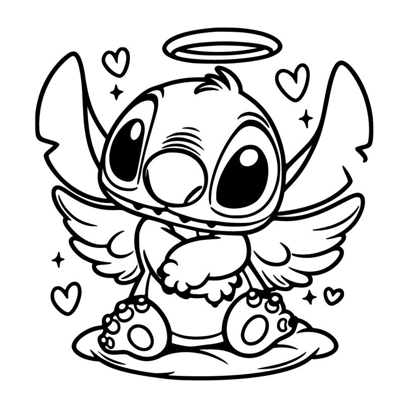 cute stitch hugging angel