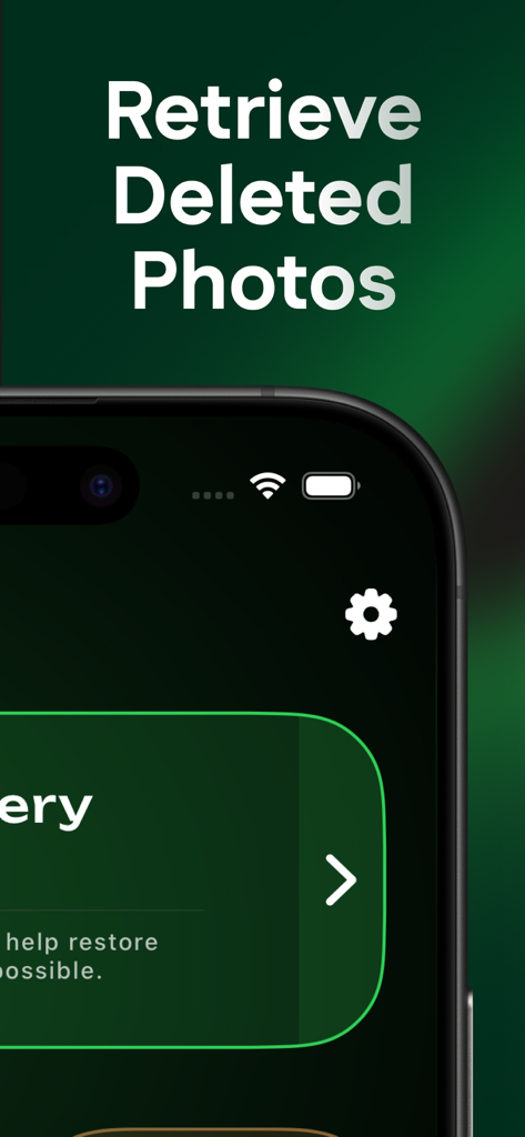Waper: Recover Deleted Message - A close up of the Waper app interface displaying the retrieve deleted photos feature on a smartphone.
