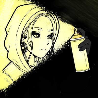 a realistic girl, spray painting