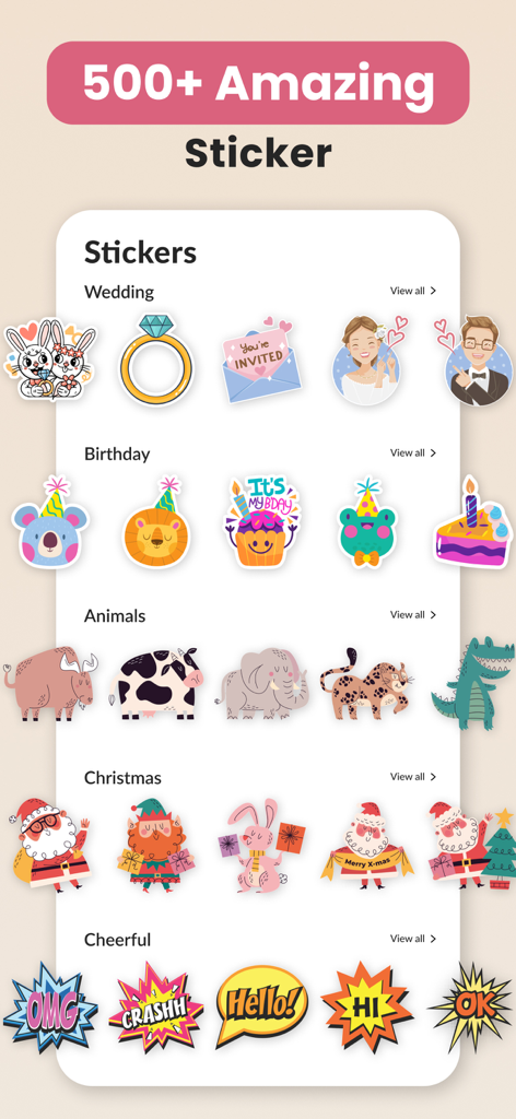 Invitation Maker - Greetings - Eine Vielzahl von thematischen Stickern zur Personalisierung von Einladungen und Grußkarten