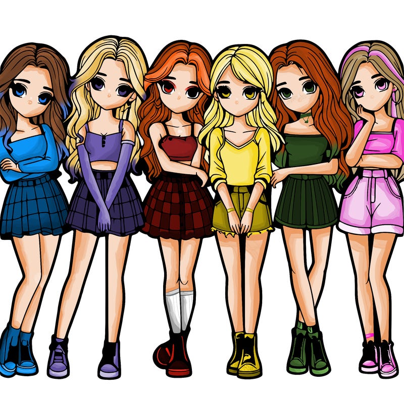 a group of girls realistic