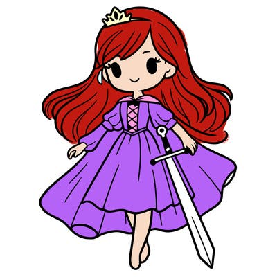 girl with sword and dress