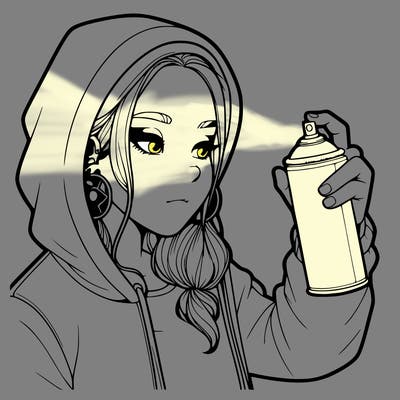 a realistic girl, spray painting