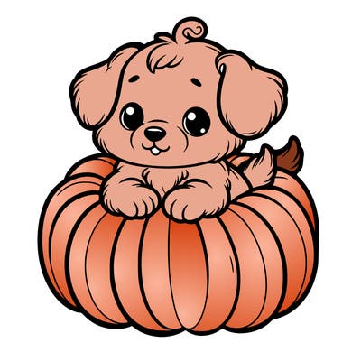 cute little puppy in a pumpkin