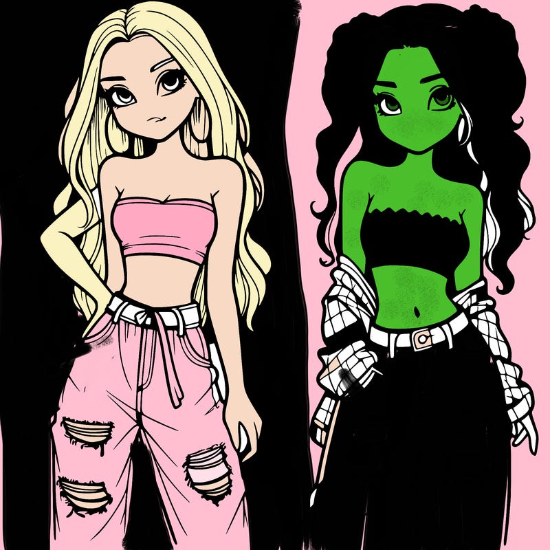 2 girls in crop tops and baggy jeans ripped