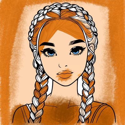 realistic girl with braids